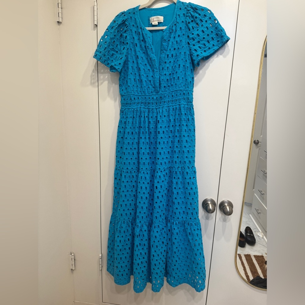 Anthropologie Somerset Blue Eyelet Maxi Dress